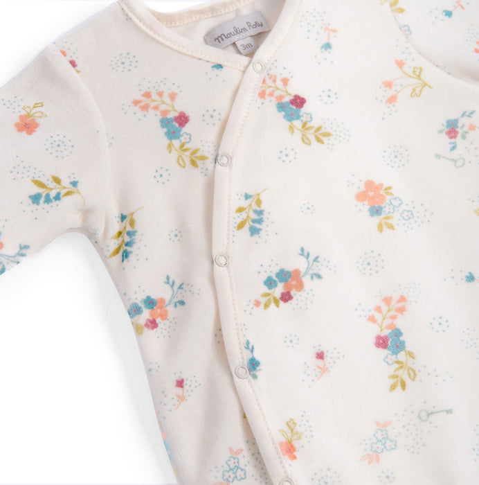 Moulin Roty Floral Baby Sleepsuit - 1 month