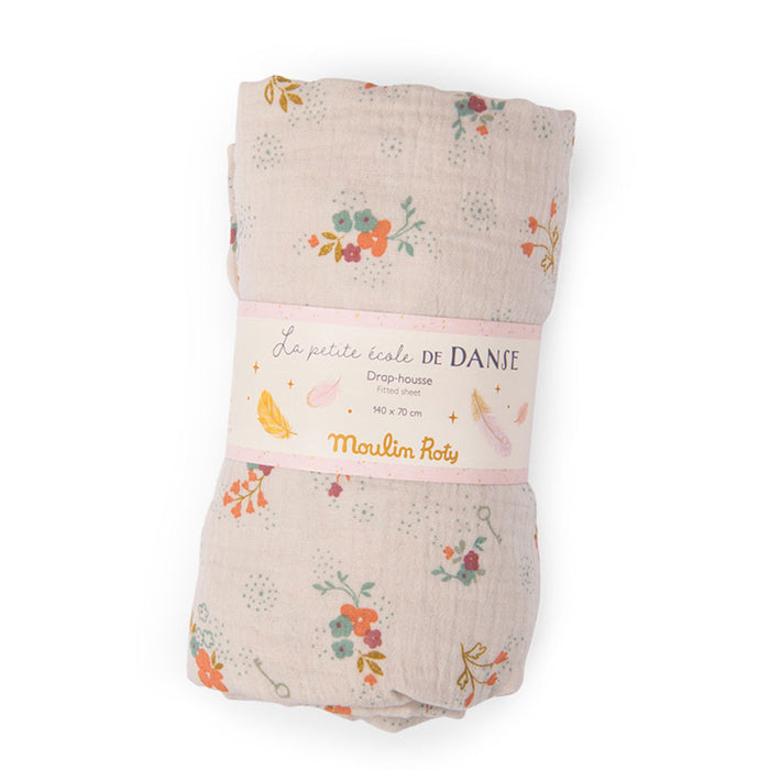Moulin Roty Floral Fitted Cot Sheet 140 x 70cm