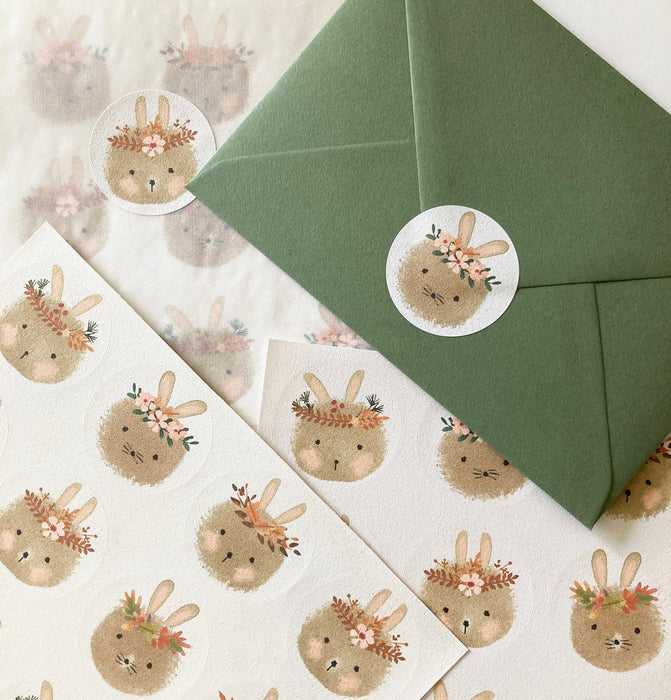 Handmade Paper Stickers - Bunny Heads
