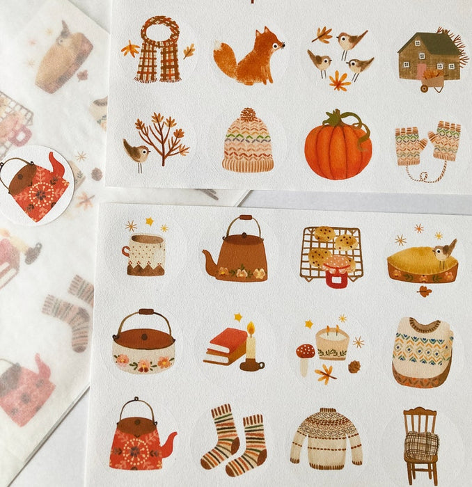 Handmade Paper Stickers - Autumn