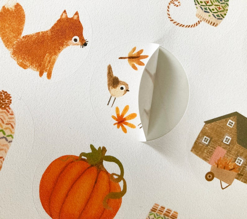 Handmade Paper Stickers - Autumn
