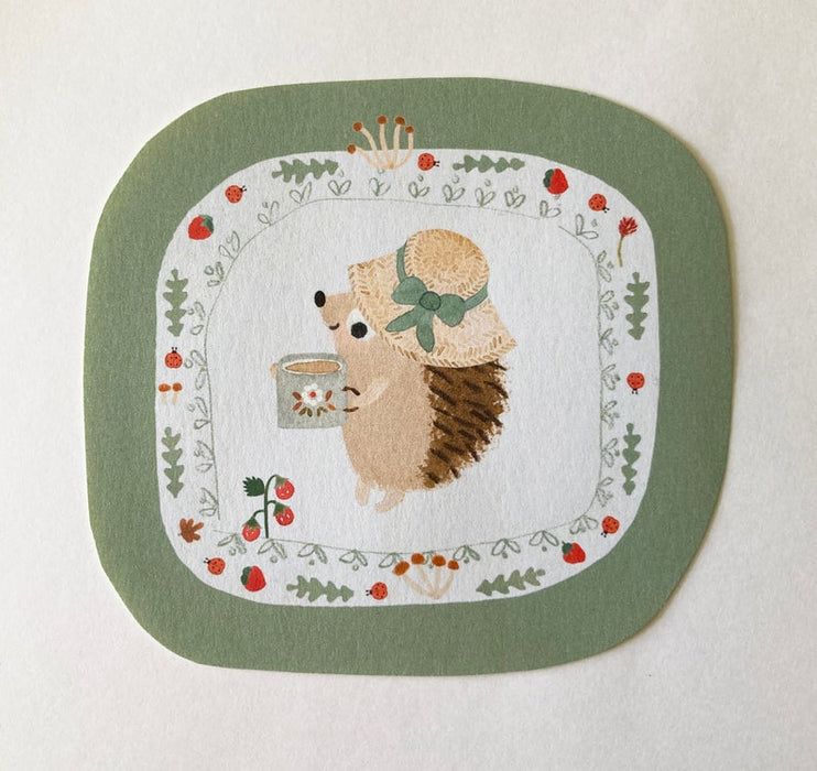 Handmade Paper Stickers - Hedgehog & Bunny