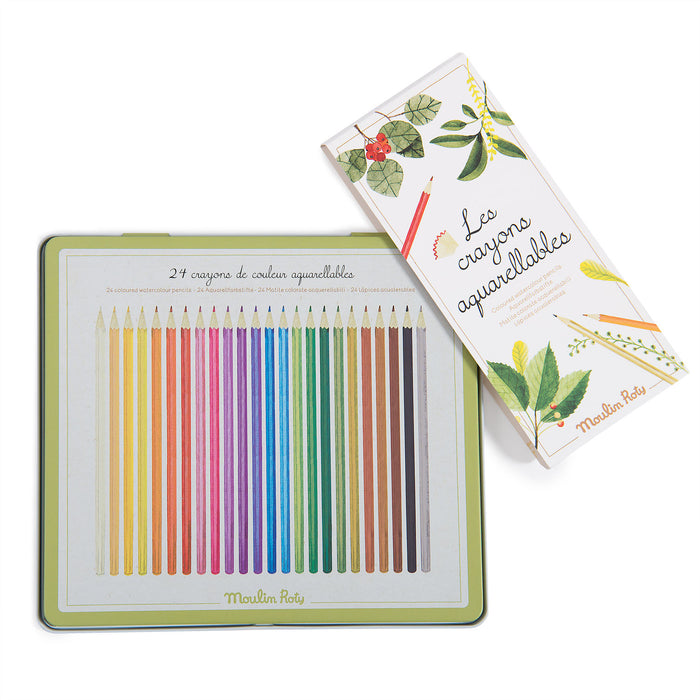 Moulin Roty watercolour pencils in a tin