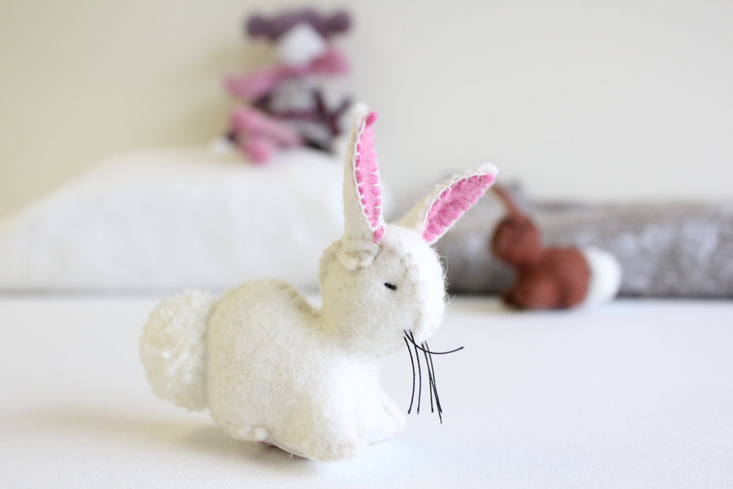 Handmade little felt rabbit - white