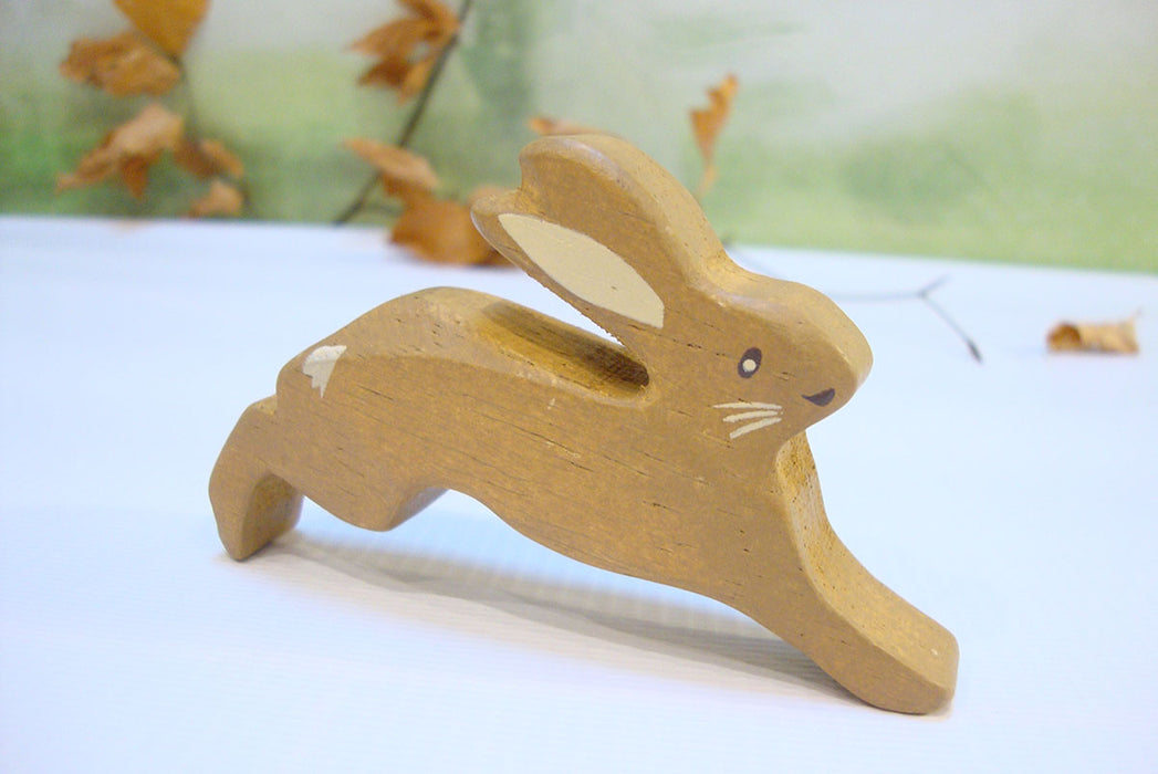 Little wooden woodland animal - leaping hare