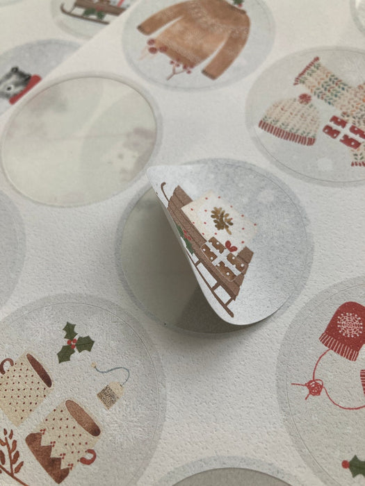 Handmade Paper stickers - Christmas