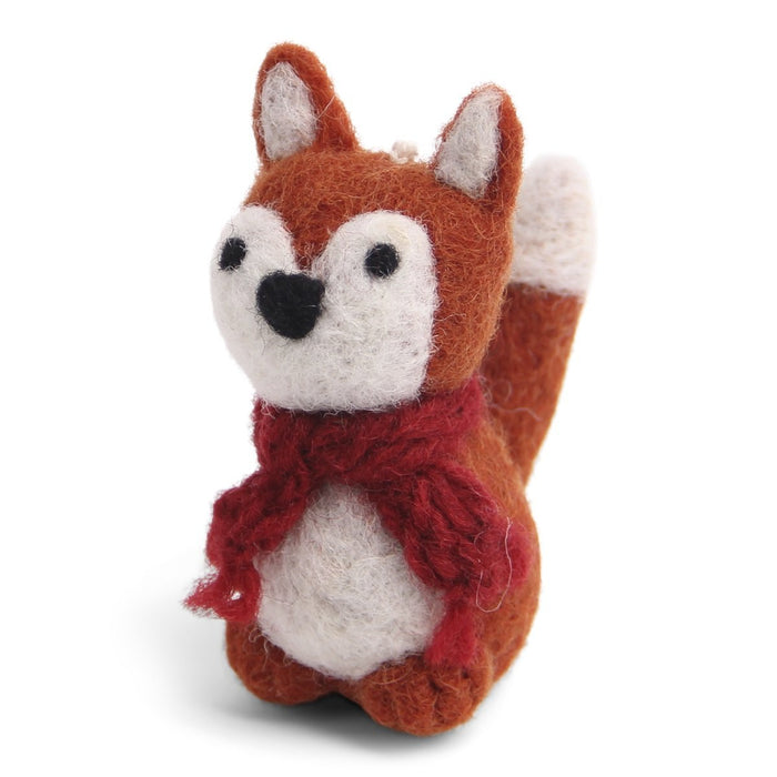 En Gry & Sif fox with red scarf felt fox