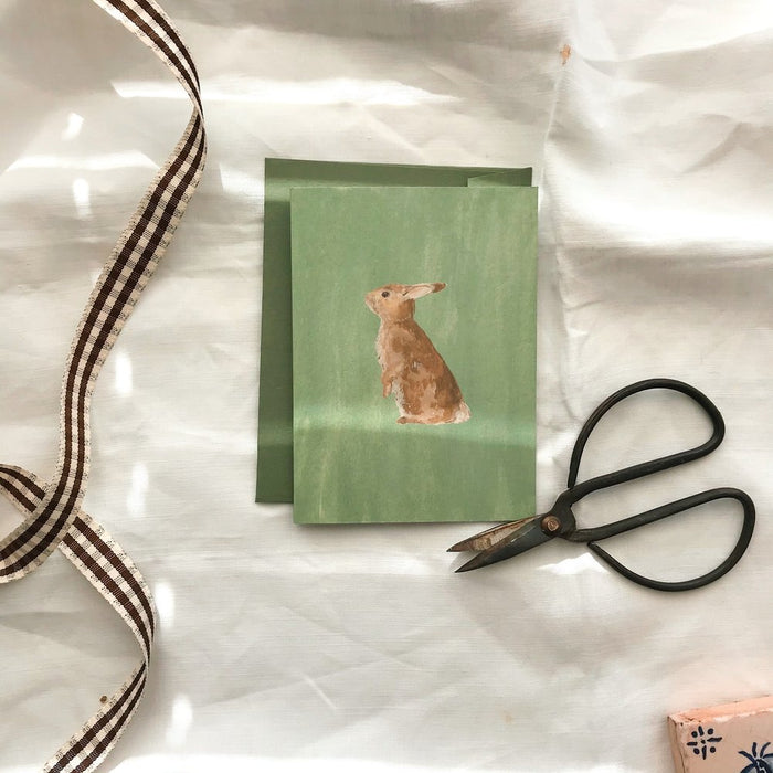 Petite bunny card - green