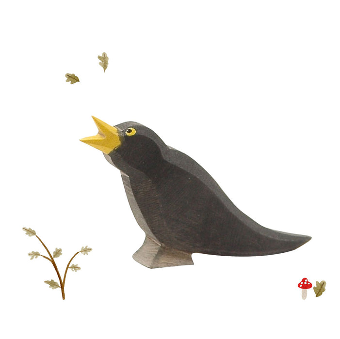 Ostheimer wooden toy bird - blackbird