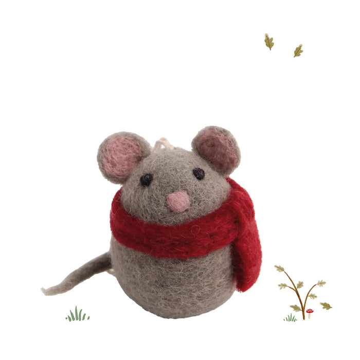 Gry & Sif Christmas decoration  - bunchy round mouse with scarf
