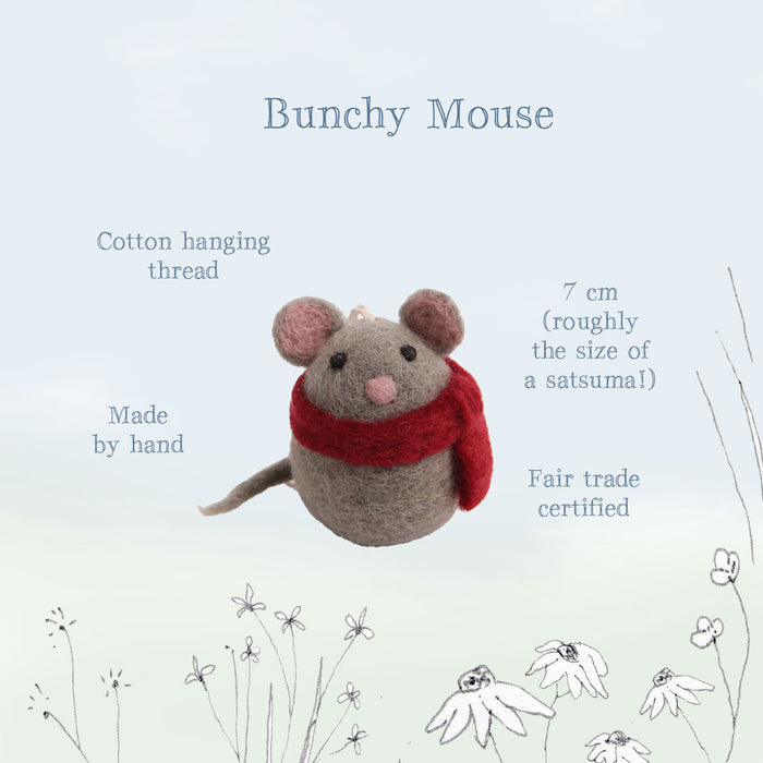 Gry & Sif Christmas decoration  - bunchy round mouse with scarf