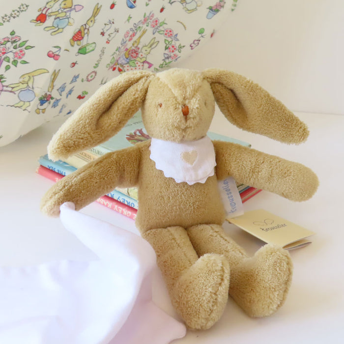 Trousselier handkerchief bunny comforter in fabric gift bag