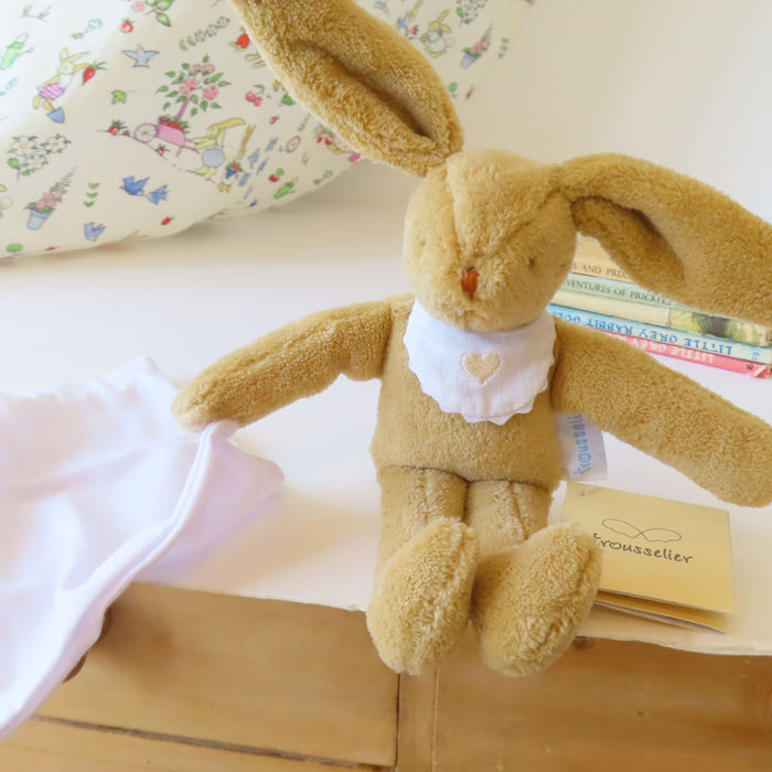 Trousselier handkerchief bunny comforter in fabric gift bag