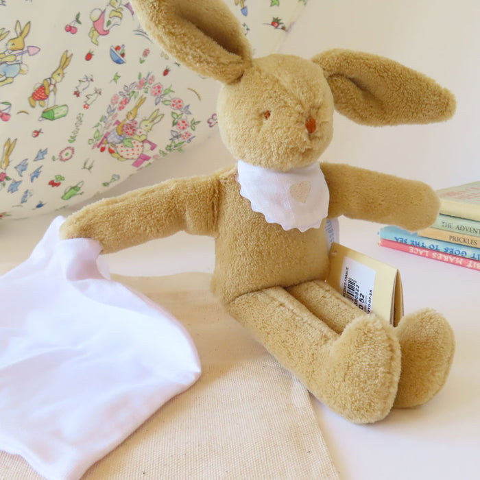 Trousselier handkerchief bunny comforter in fabric gift bag