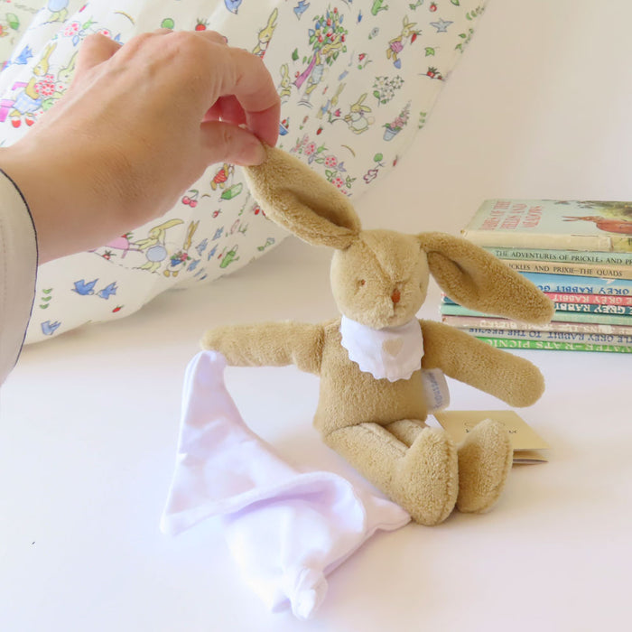 Trousselier handkerchief bunny comforter in fabric gift bag