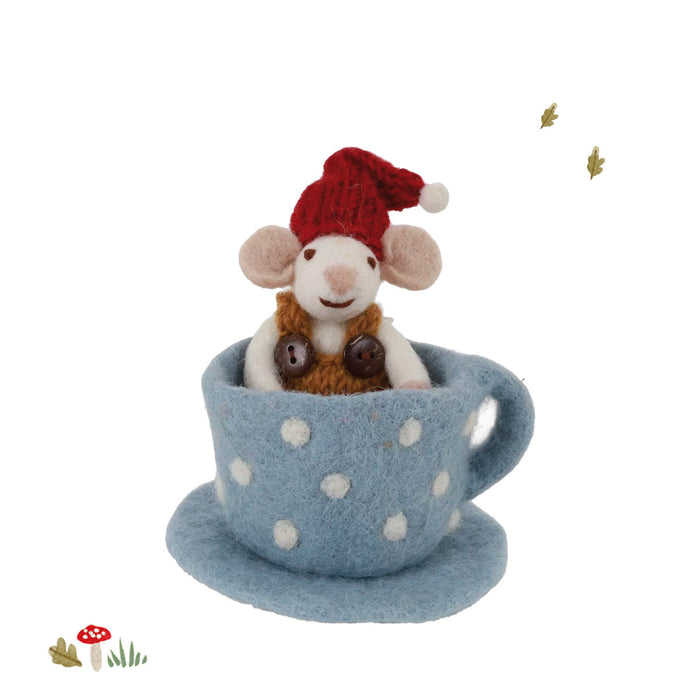 Gry & Sif handmade felt decoration - coffee cup mouse (12cm)
