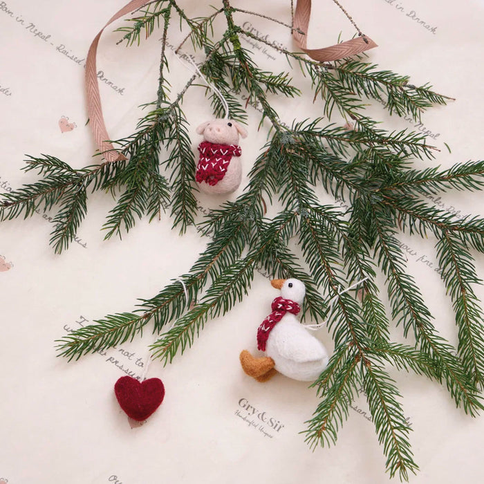 Gry & Sif handmade felt decoration - Christmas Goose (7cm)