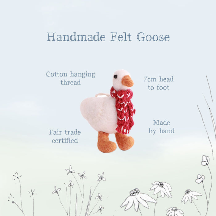 Gry & Sif handmade felt decoration - Christmas Goose (7cm)