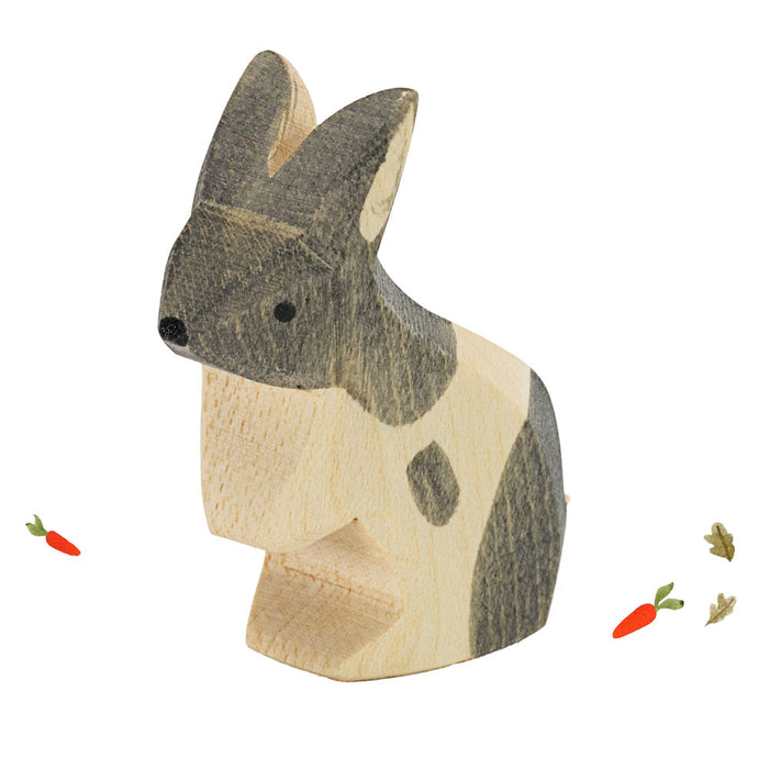 Ostheimer wooden rabbit - grey & white bunny standing