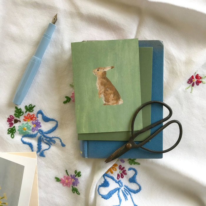 Petite bunny card - green