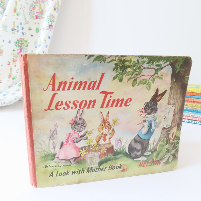 VINTAGE children's board book - Animal Lesson Time (1958)