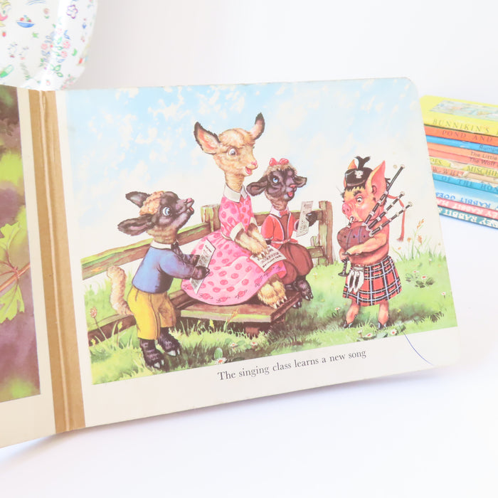 VINTAGE children's board book - Animal Lesson Time (1958)