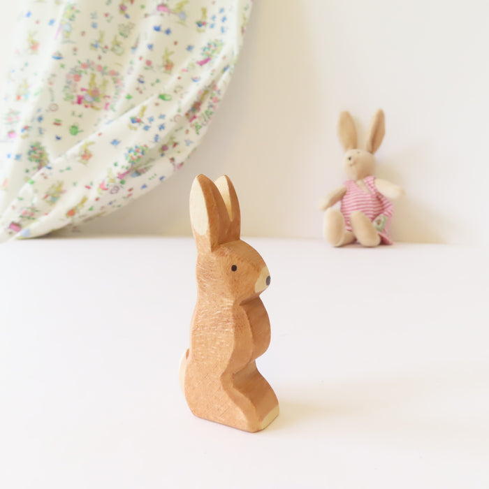 Ostheimer wooden rabbit - brown bunny sitting tall