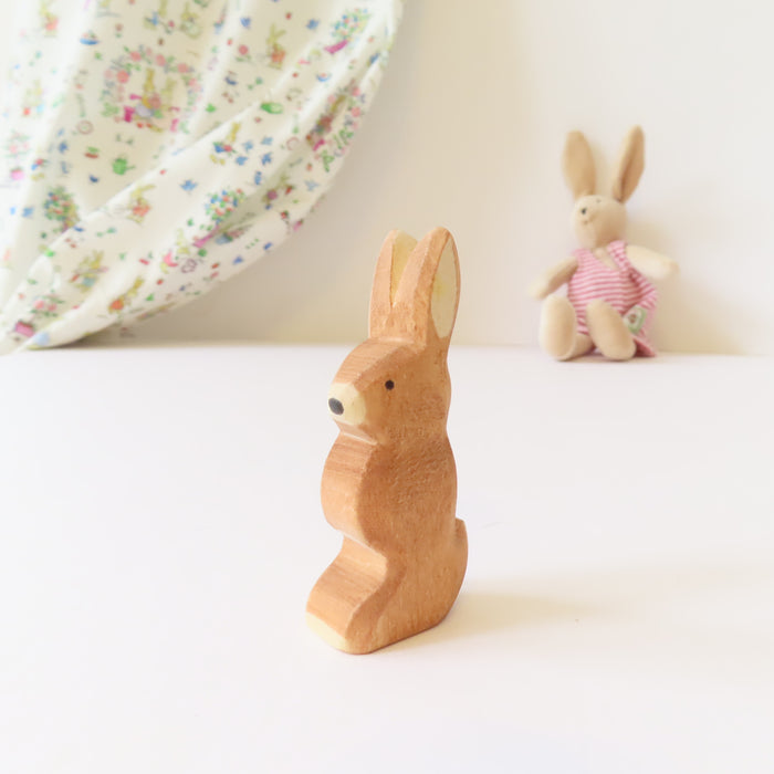 Ostheimer wooden rabbit - brown bunny sitting tall