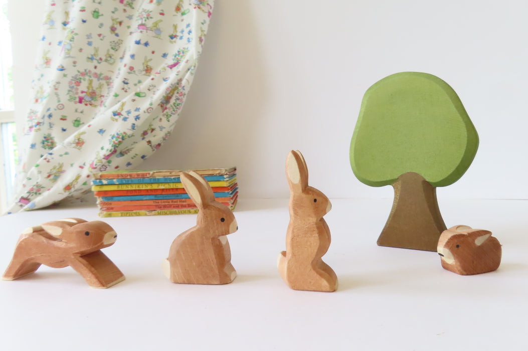 Ostheimer wooden rabbit - brown bunny sitting tall