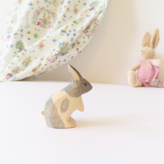 Ostheimer wooden rabbit - grey & white bunny standing