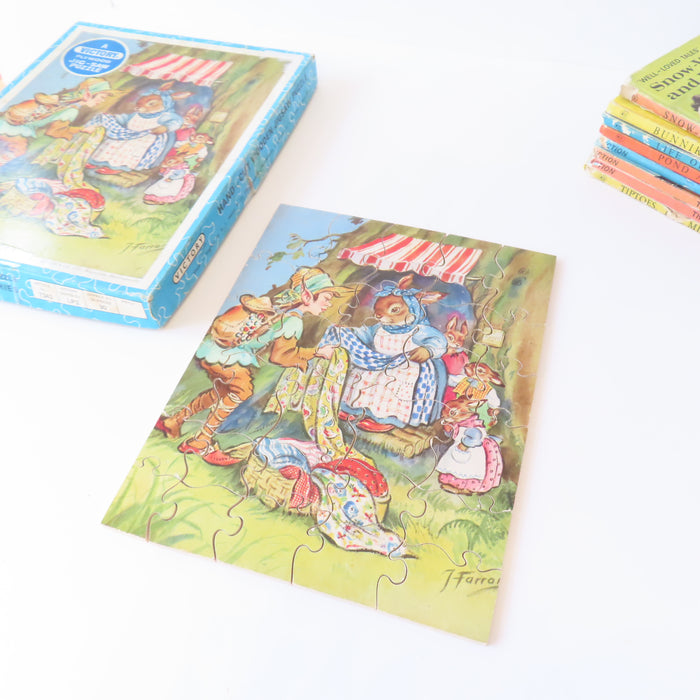 VINTAGE Victory Wooden Jigsaw Puzzle - Pixie Peddlar & Bunnies