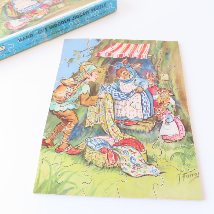 VINTAGE Victory Wooden Jigsaw Puzzle - Pixie Peddlar & Bunnies