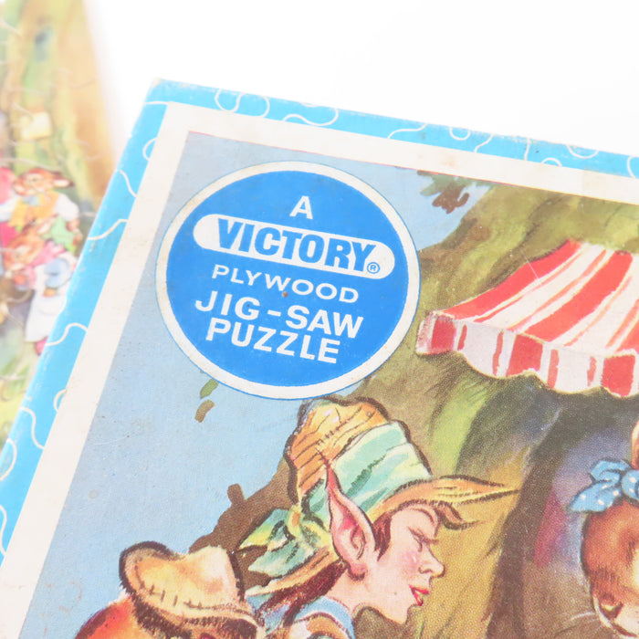 VINTAGE Victory Wooden Jigsaw Puzzle - Pixie Peddlar & Bunnies