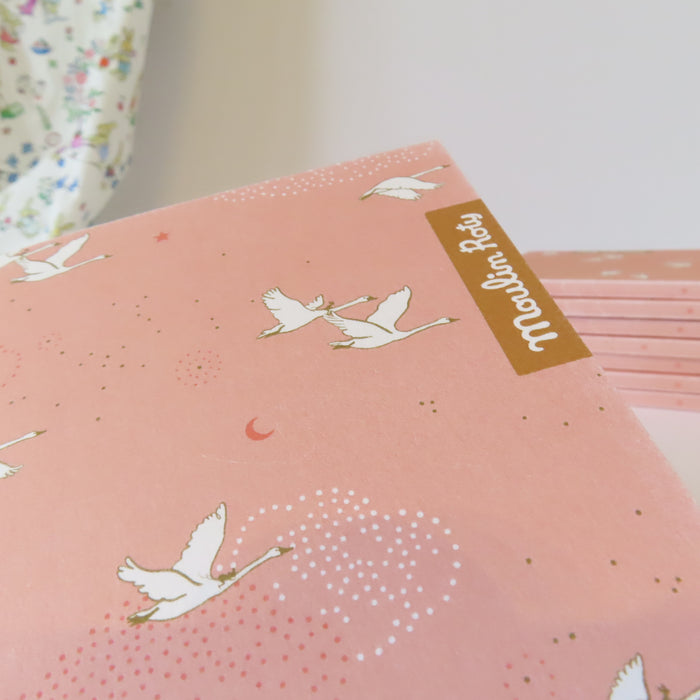 Moulin Roty Pink Swans Notebook