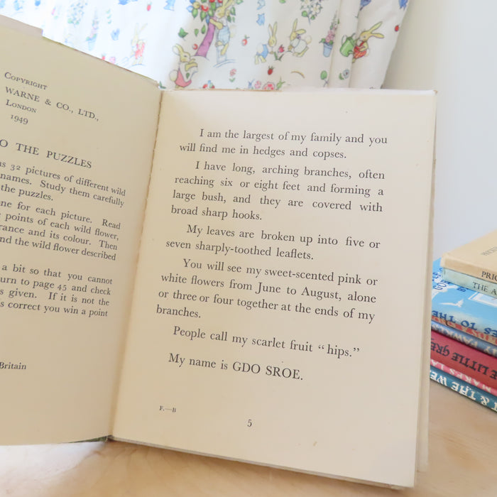 VINTAGE book -  The Puzzle Book of Wild Flowers (1949)