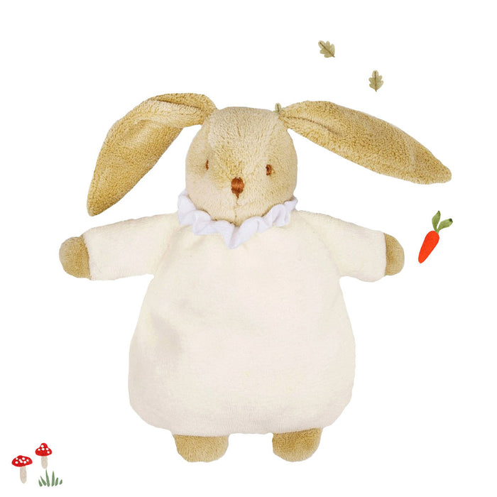 Trousselier soft flat bunny rattle in fabric gift bag - ivory