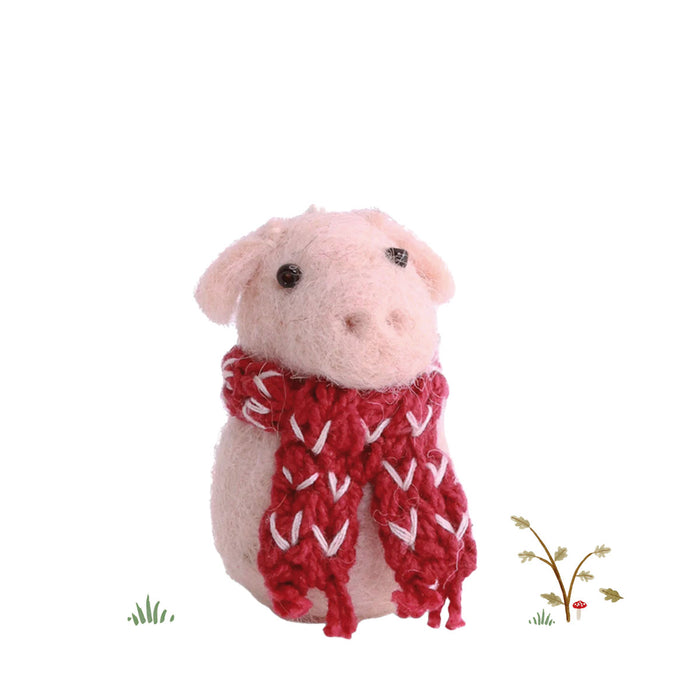 Gry & Sif handmade felt decoration - festive piglet (5cm)