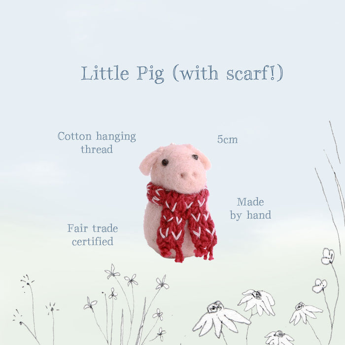 Gry & Sif handmade felt decoration - festive piglet (5cm)