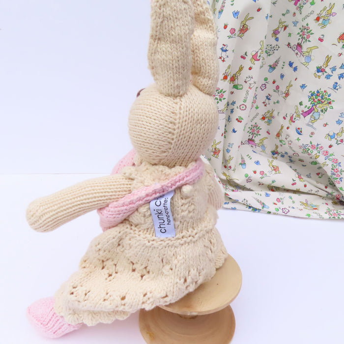 Mother Rabbit and Baby - hand knitted organic cotton