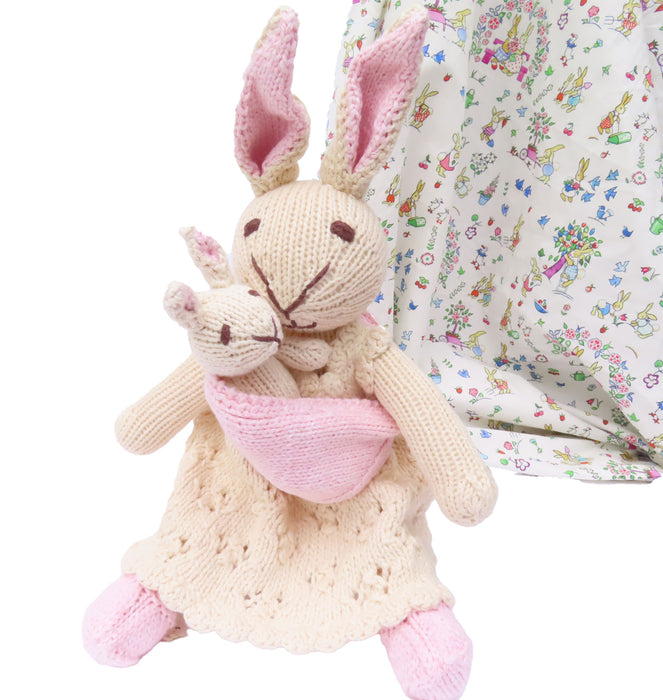 Mother Rabbit and Baby - hand knitted organic cotton