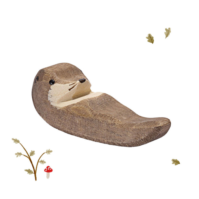 Ostheimer wooden toy animal - baby otter swimming