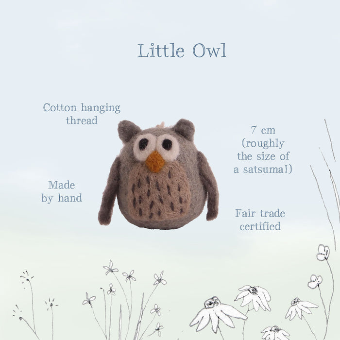 Gry & Sif little round owl - handmade felt decoration
