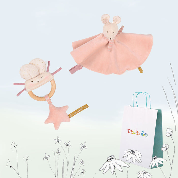 New Baby Gift Set - two pink mice