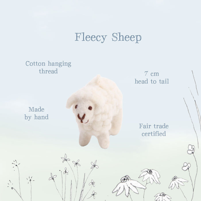Gry & Sif handmade Christmas decoration - fleecy white sheep