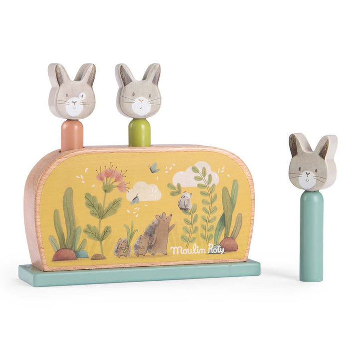 Moulin Roty Three Rabbits Wooden Pop-up Toy