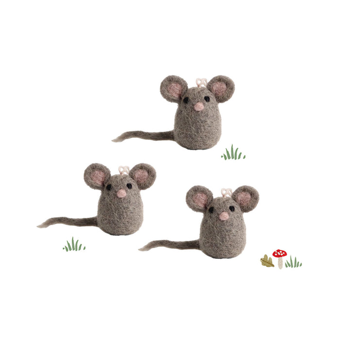 Gry & Sif handmade decorations - trio of tiny mice