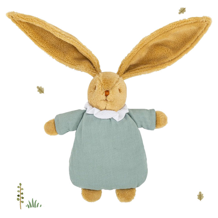Trousselier soft flat bunny rattle in fabric gift bag - blue