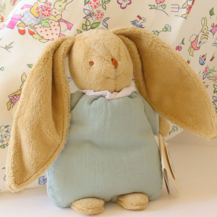 Trousselier soft flat bunny rattle in fabric gift bag - blue