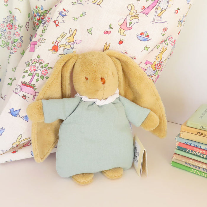 Trousselier soft flat bunny rattle in fabric gift bag - blue