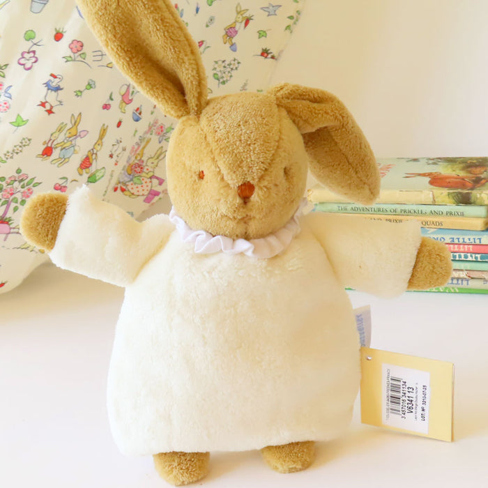 Trousselier soft flat bunny rattle in fabric gift bag - ivory